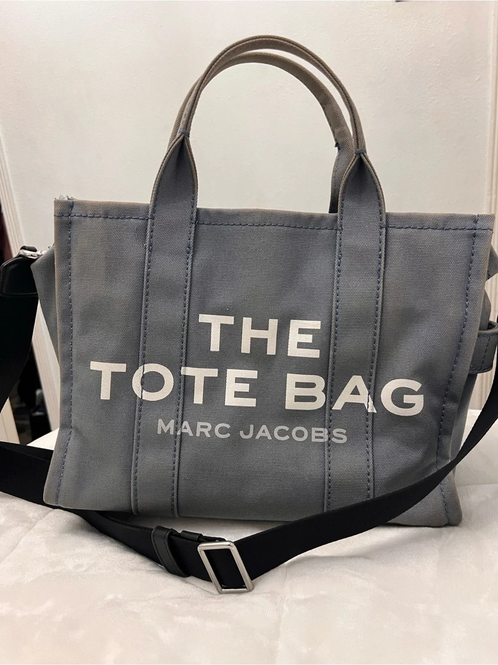 Marc Jacobs Blue Denim Canvas Tote with Black Strap